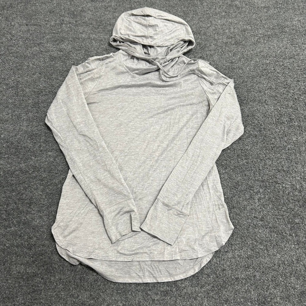 Reebok Hoodie Womens Size M Grey Long Sleeve Lightweight Stretch Thumbhole Cuffs